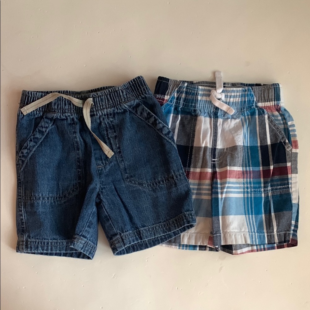 Jumping Beans Denim and Plaid Shorts Set Boys 2T